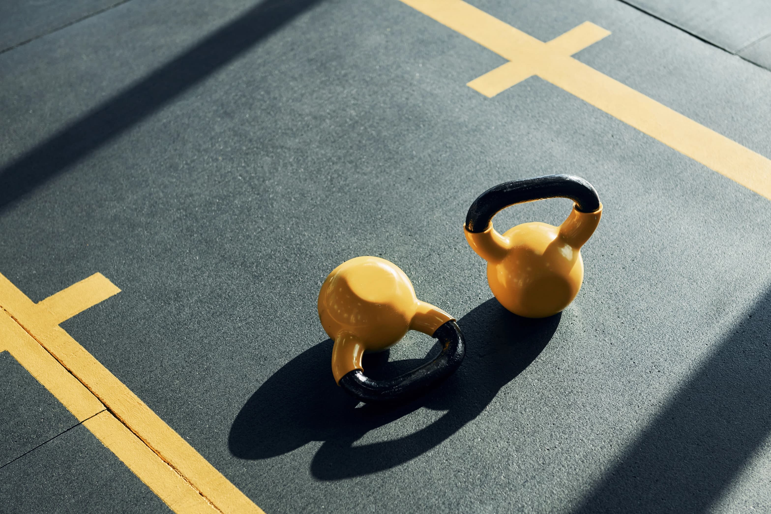 Dumbbells and training equipment in the studio
