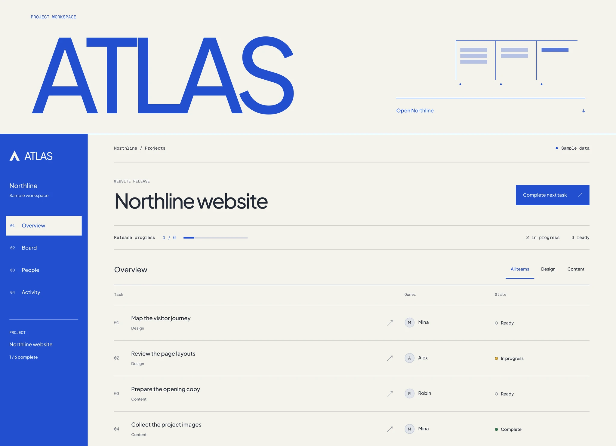 Atlas application website concept