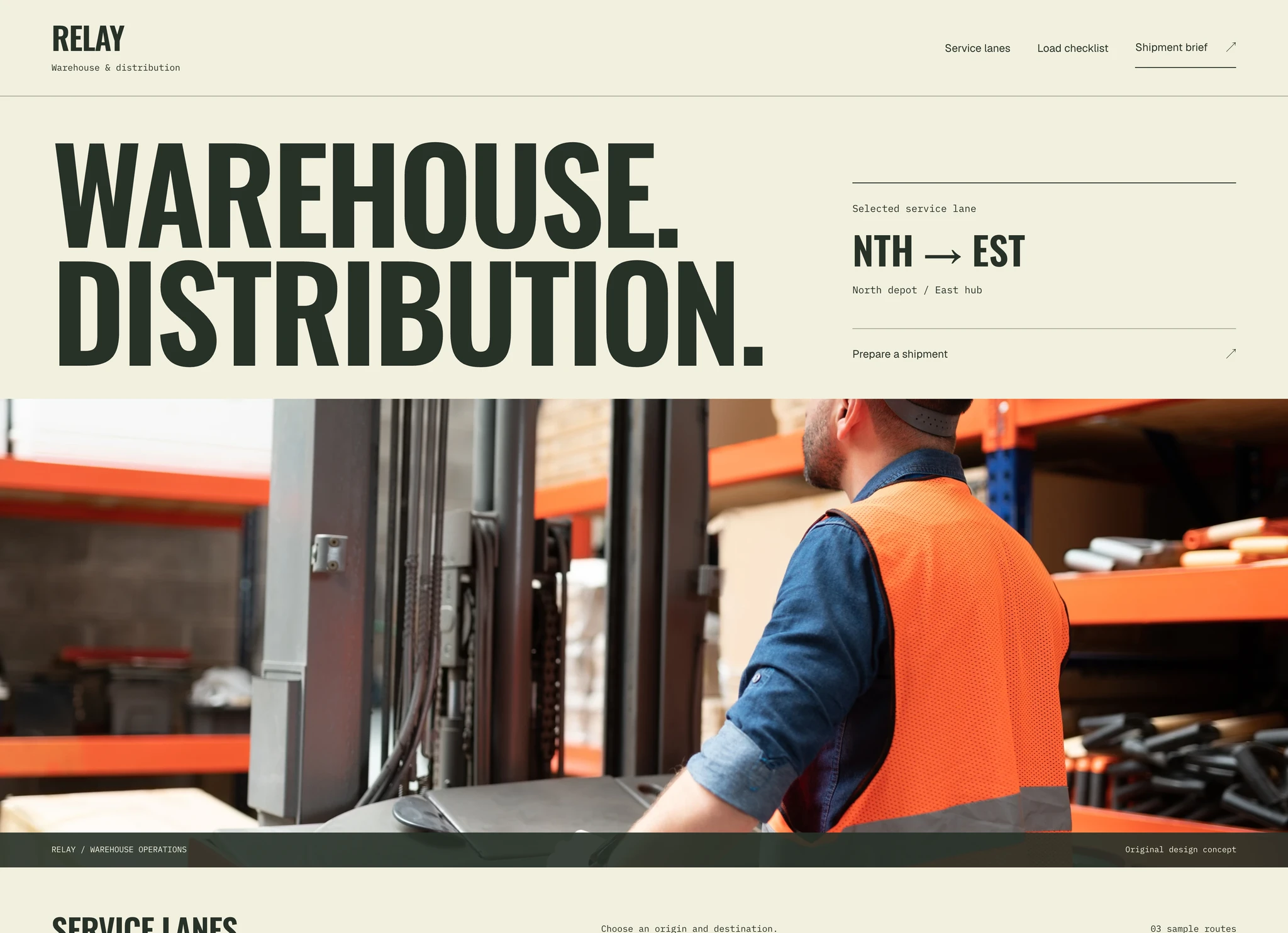 Relay logistics website concept