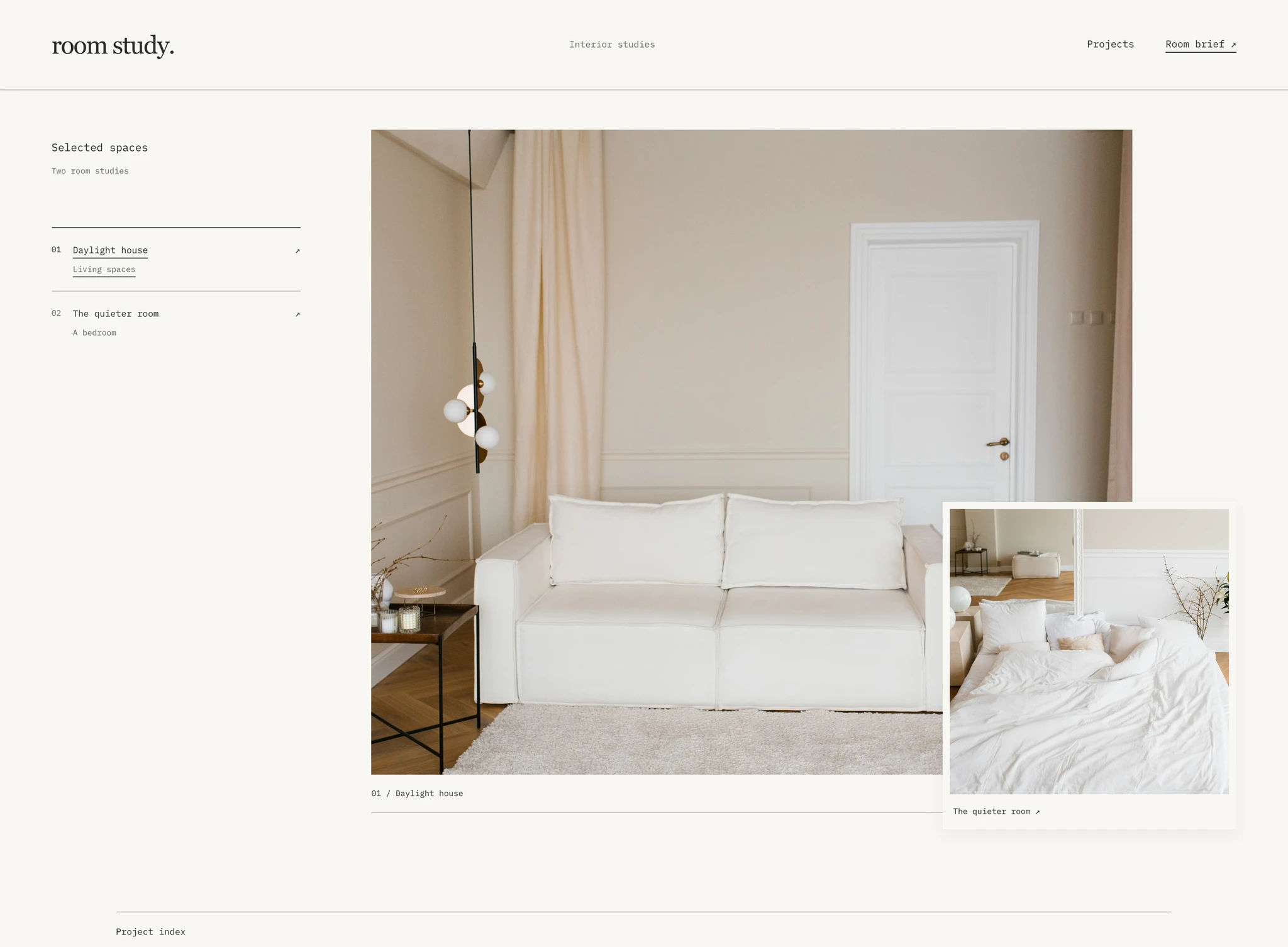 Room Study interior studio homepage design