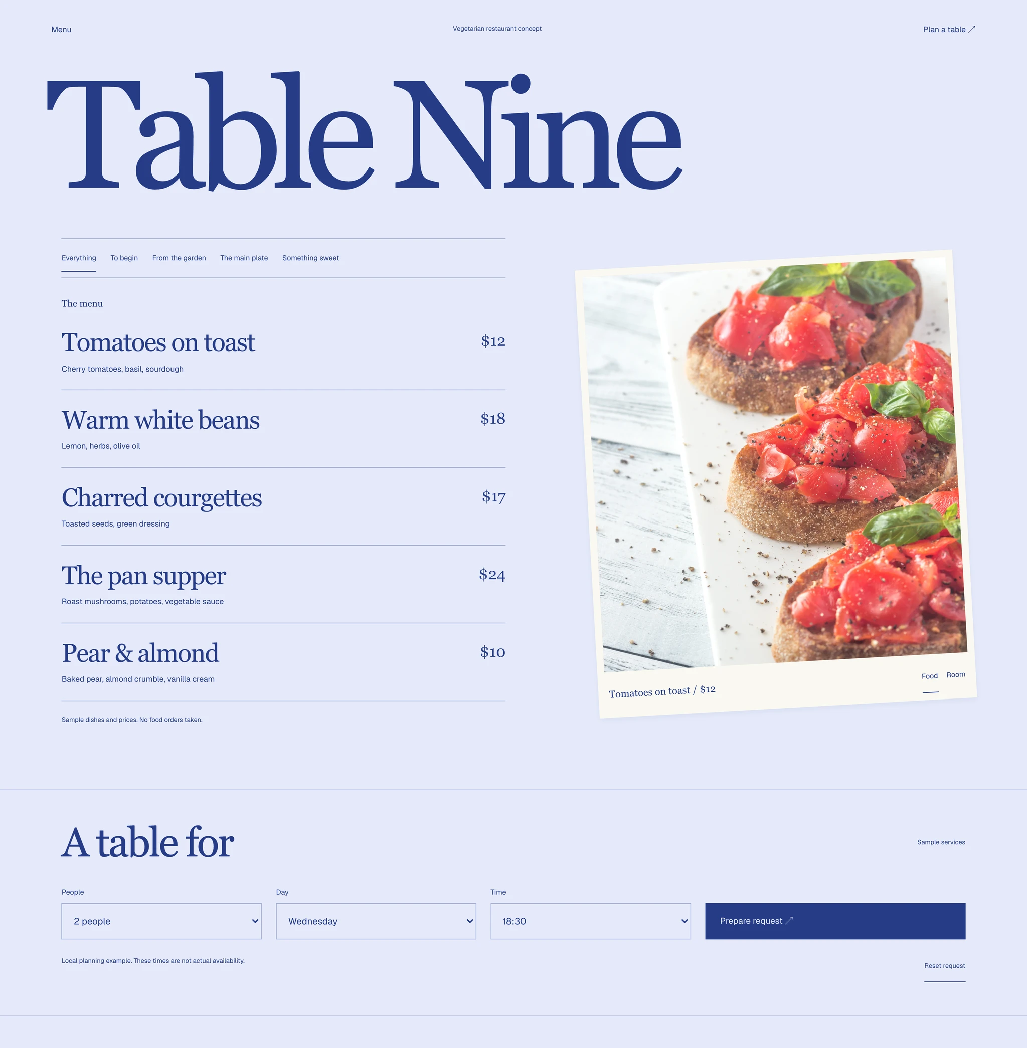 Table Nine website design preview